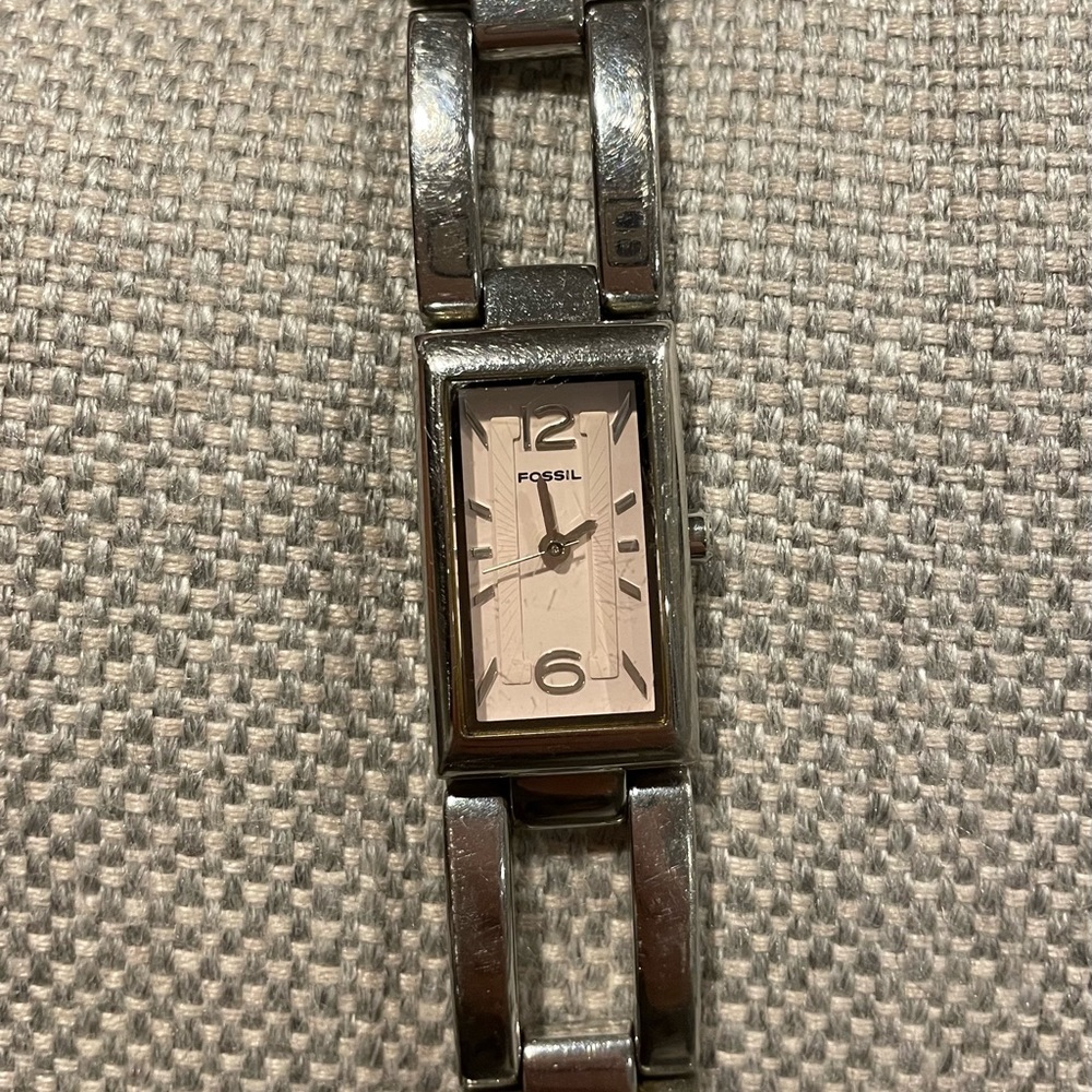 Fossil Women’s Watch, light pink rectangular face